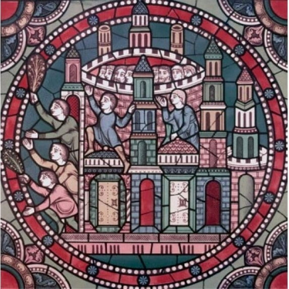 Posterazzi SAL9005664 People of Jerusalem Hasten to Meet the Savior 12th Century Stained Glass Chartres Cathedral France Print - 18 x 24 in.