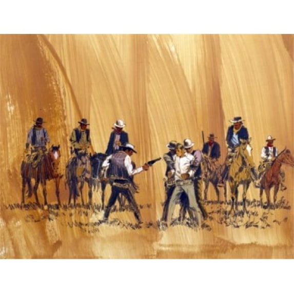 Posterazzi SAL902138033 Cowboys on Horseback Surrounding Enemy Poster Print - 18 x 24 in.
