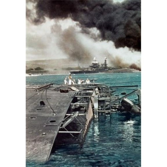 Posterazzi SAL990118079 Capsized Uss Oglala Pearl Harbor Hawaii USA December 7 1941 Poster Print - 18 x 24 in.
