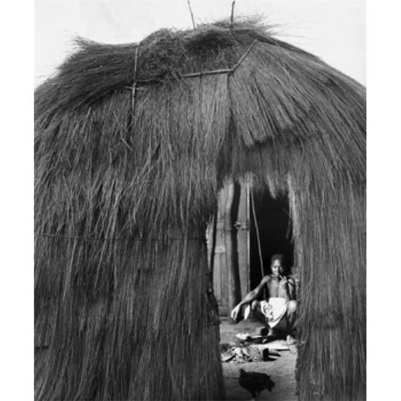 Posterazzi SAL990118134 Man Squatting in a Hut Brazzaville Republic of the Congo Poster Print - 18 x 24 in.