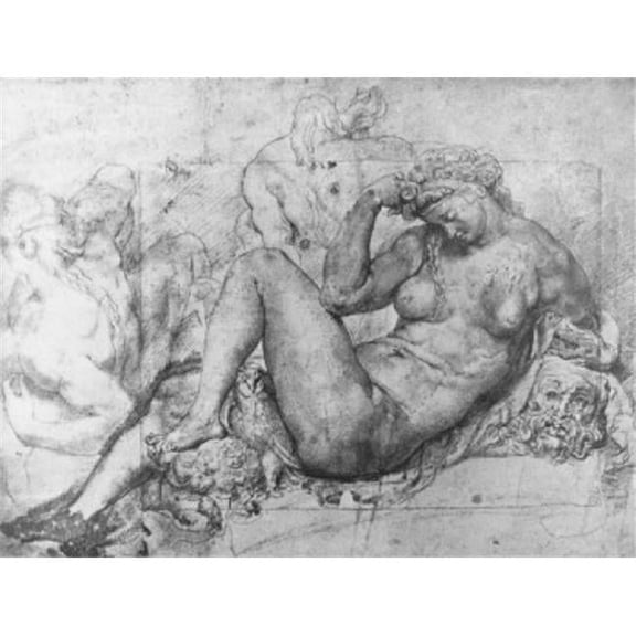 Posterazzi SAL995243 Sketch of the Night Figure on Medici Chapel Florence Italy Artist Unknown Poster Print - 18 x 24 in.