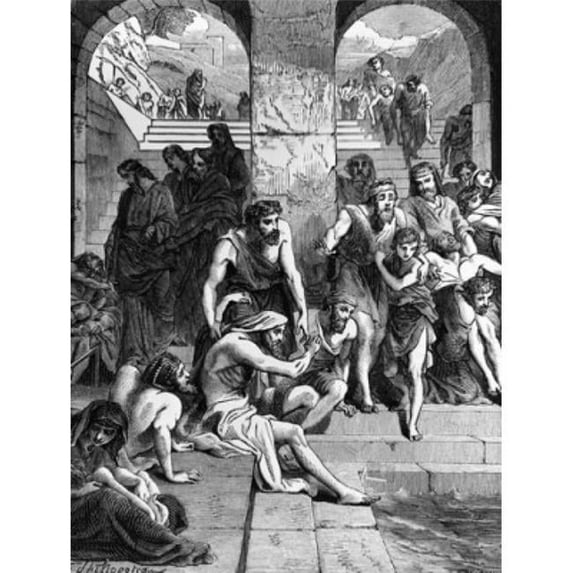 Posterazzi SAL99587076 Hospital Bethesda Jerusalem Engraving From Philippoteaux Poster Print - 18 x 24 in.