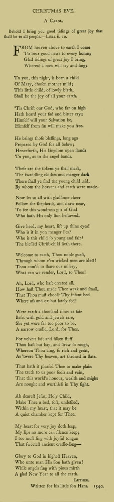 Posterazzi Sacred Poetry 1882 Christmas Eve Canvas Art - Martin Luther (24 x 36)