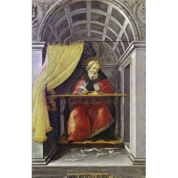 Posterazzi Saint Augustine in His Study 1490-5 Sandro Botticelli 1444-1510 Italian Tempera on Wood Galleria Degli Uffizi - 18 x 24 in.
