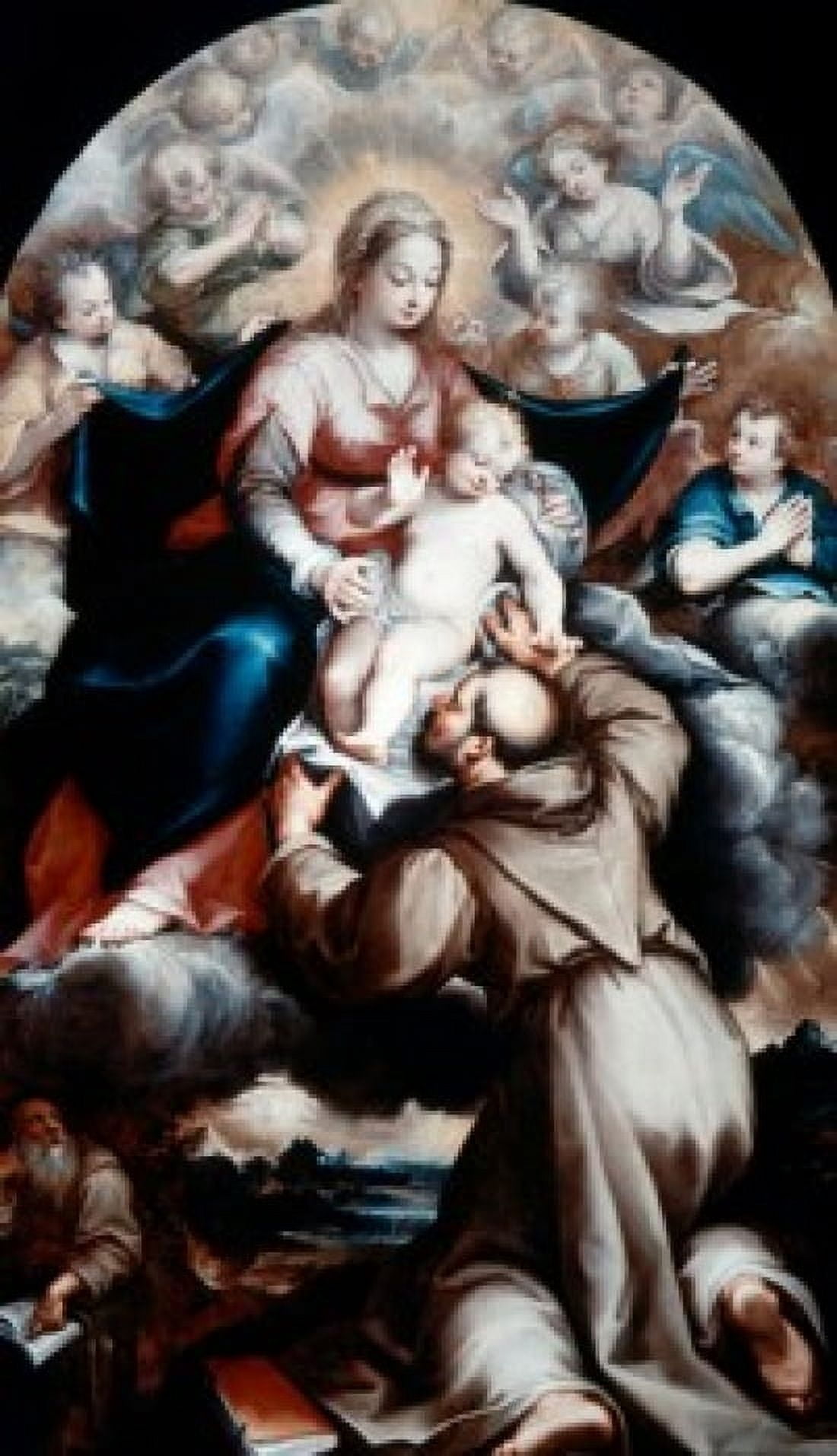 Posterazzi Saint Francis Adoring Christ Child by Denys Calvaert (C1540-1619 ) Canvas Art - Denys Calvaert (24 x 36)