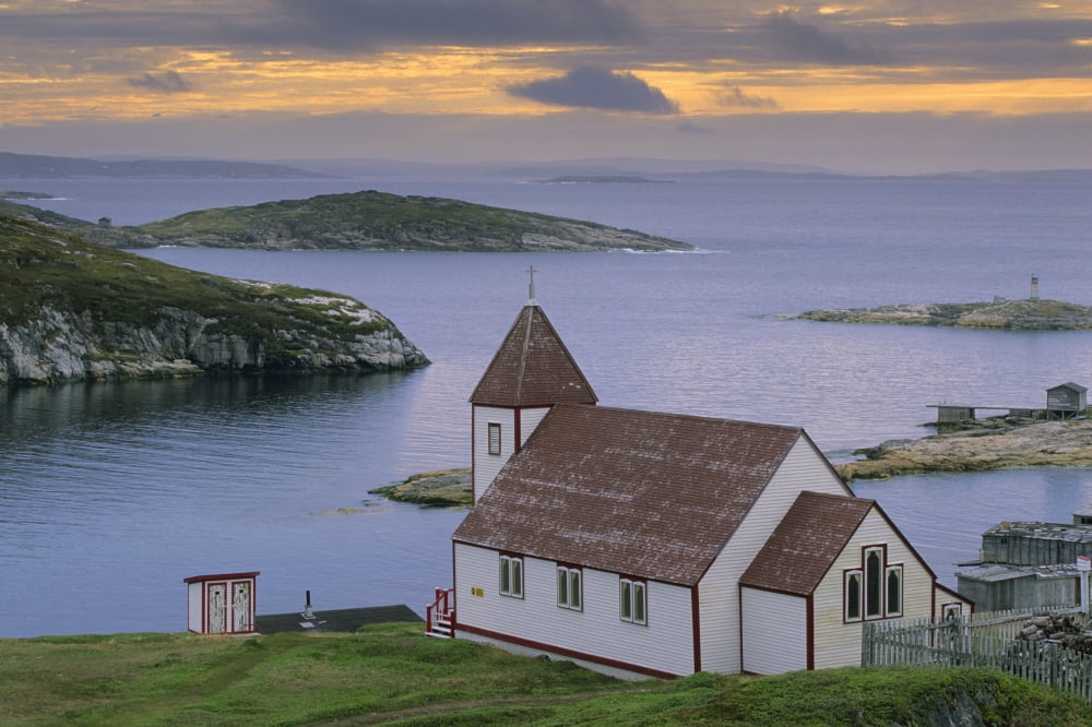 Posterazzi Saint James Anglican Church Battle Harbour Newfoundland & Labrador Canvas Art - John Sylvester Design Pics (34 x 22)