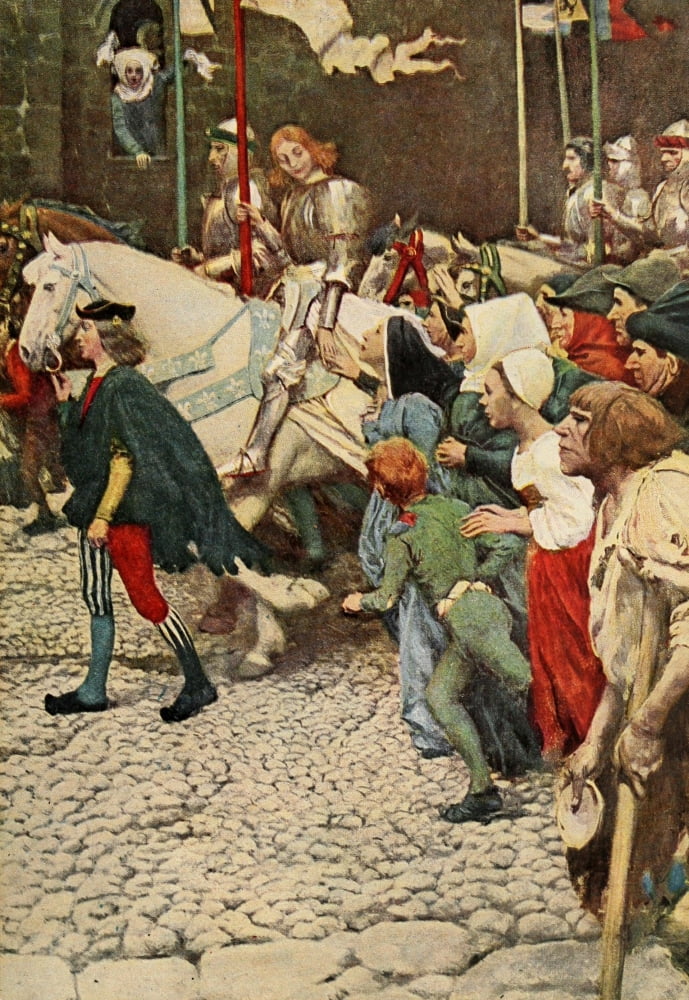 Posterazzi Saint Joan of Arc 1919 Entry into Rheims Canvas Art - Howard Pyle (24 x 36)
