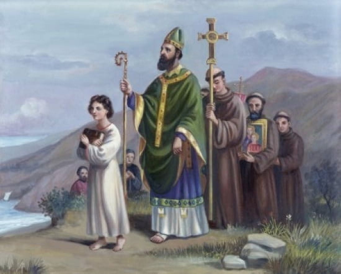 Posterazzi Saint Patrick Journeys to Tara Vittorio Bianchini (1797-1880) Italian Canvas Art - Vittorio Bianchini (24 x 36)