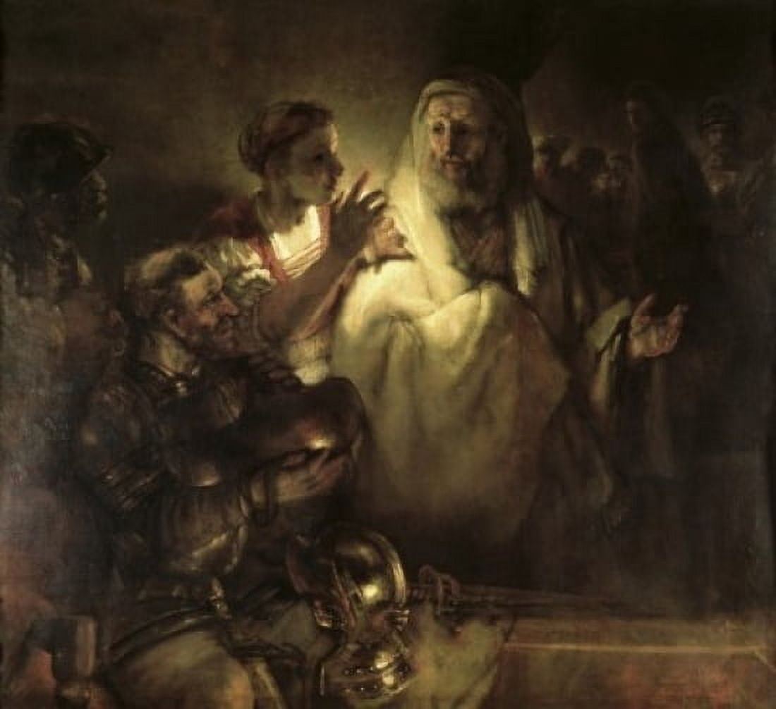 Posterazzi Saint Peter Denying Christ 1660 Rembrandt Harmensz van Rijn (1606-1669 Dutch) Oil on canvas Rijksmuseum Amsterdam Netherlands Canvas Art - Rembrandt Harmensz van Rijn (24 x 36)
