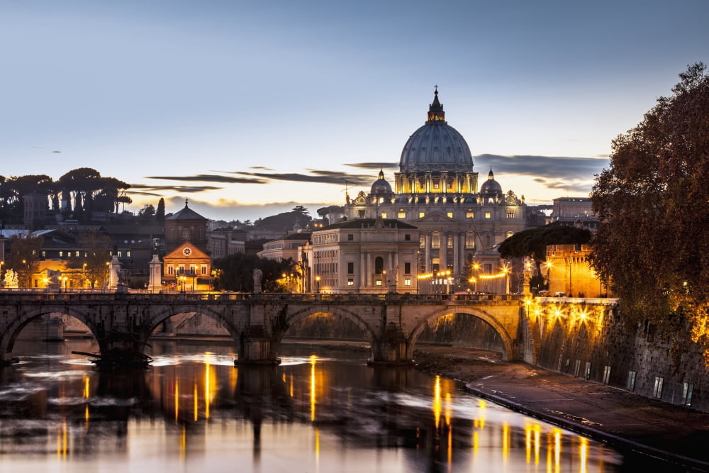 Posterazzi Saint Peters Basilica the worlds largest church at sunset Vatican City Italy Canvas Art - Reynold Mainse Design Pics (38 x 24)