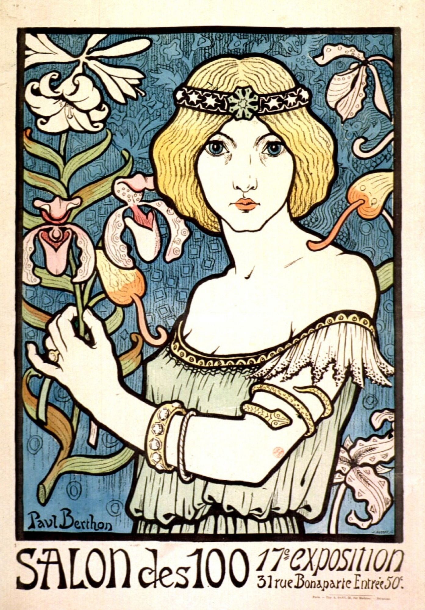 Posterazzi Salon de Cent 1894 Canvas Art - Paul Berthon (24 x 36)