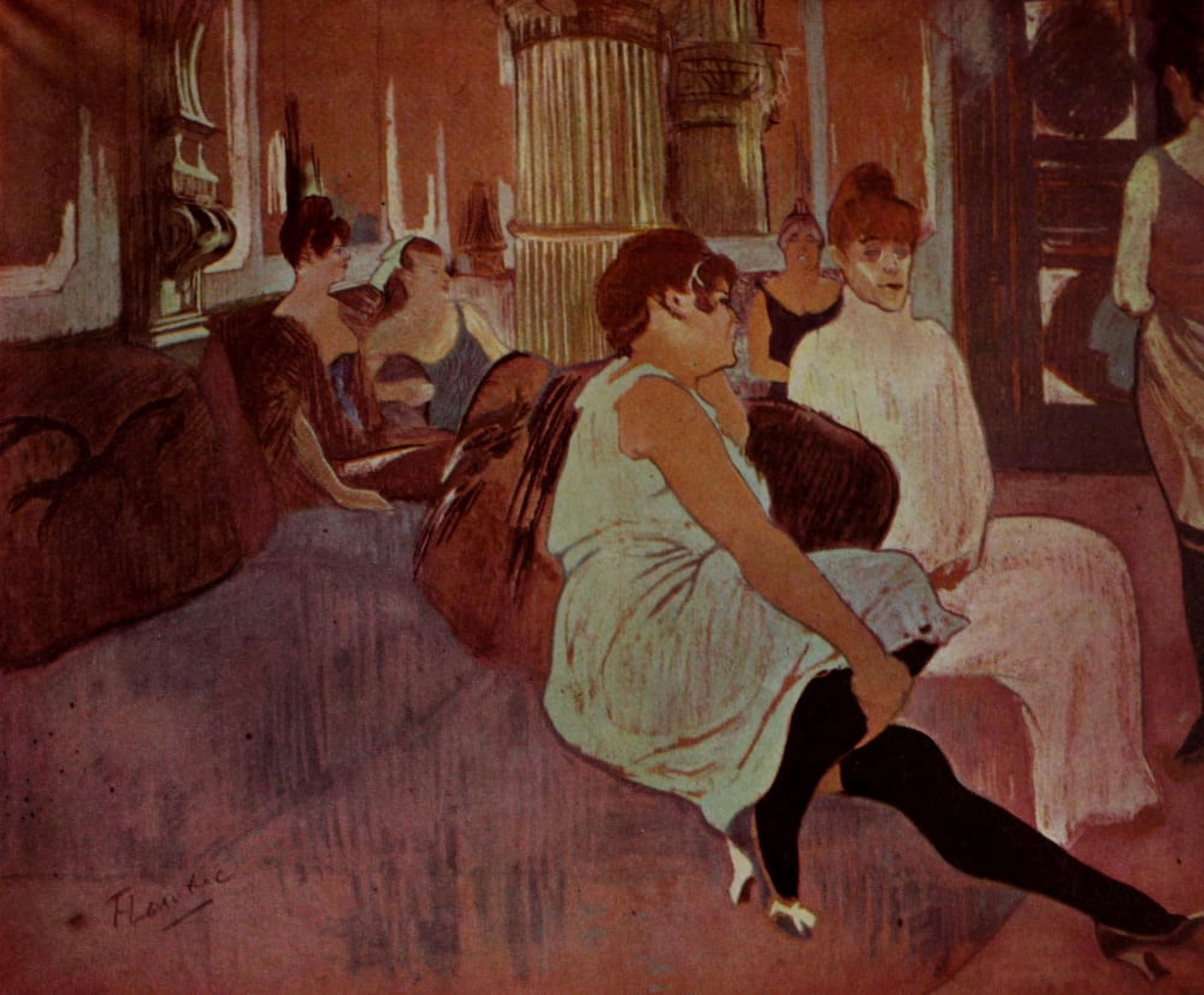 Posterazzi Salon in the Rue des Moulins Canvas Art - H de Toulouse-Lautrec (24 x 36)