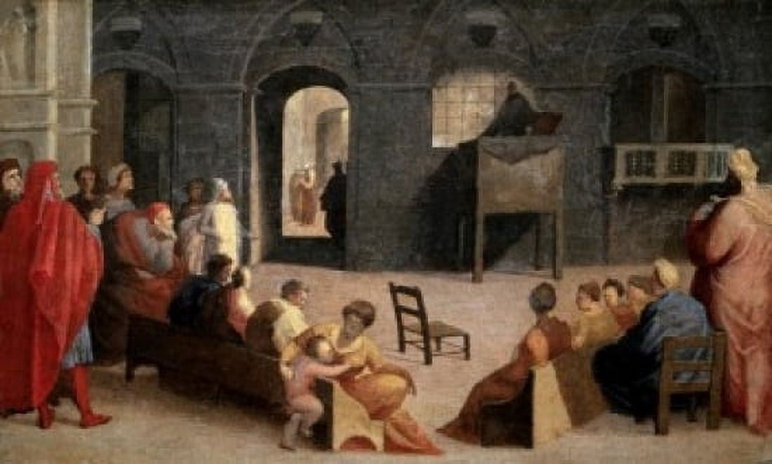 Posterazzi San Bernardino of Siena Preaching c 1551 Domenico Beccafumi (1486-1551Italian) Musee du Louvre Paris Canvas Art - Domenico Beccafumi (24 x 36)