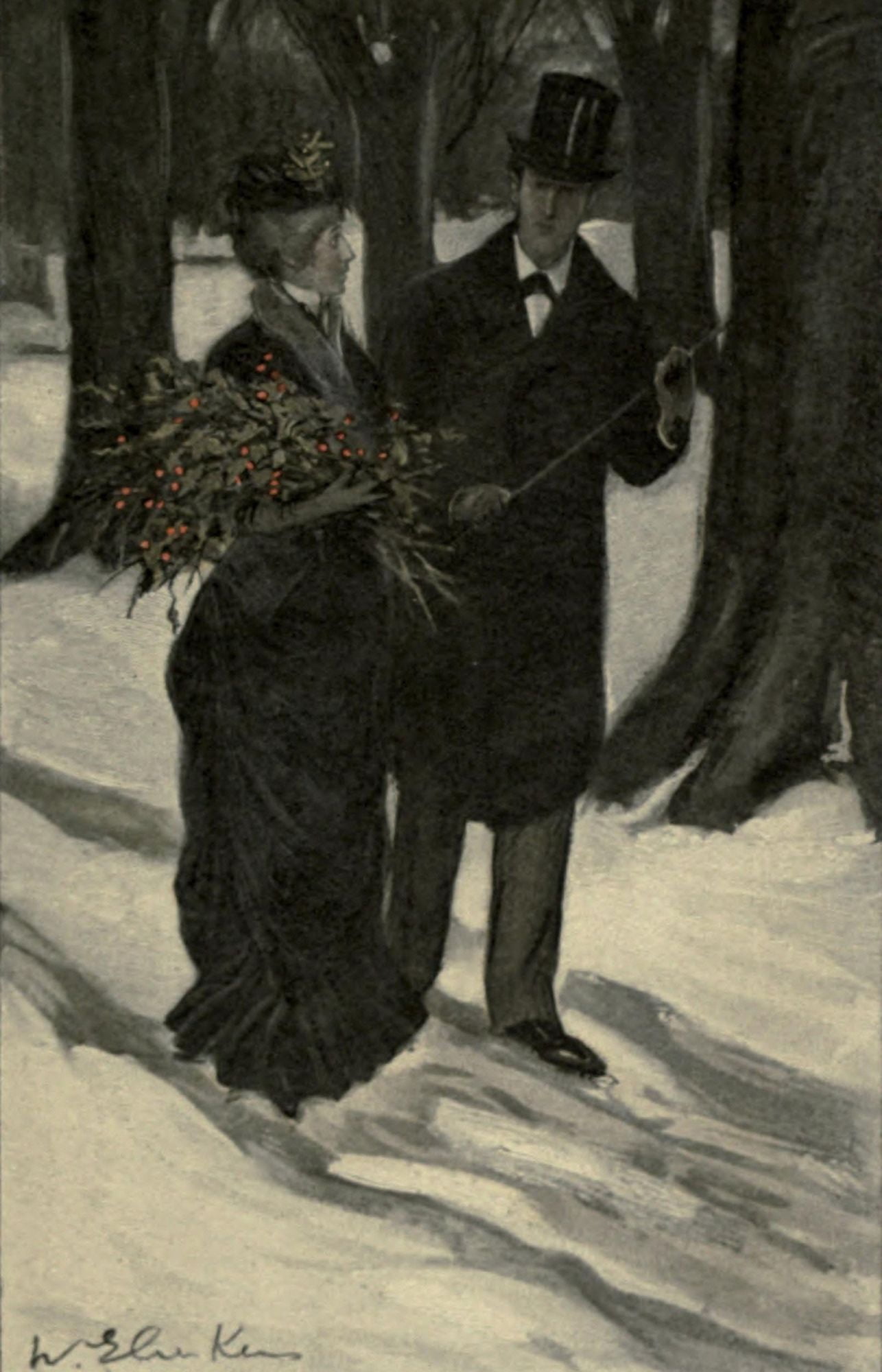 Posterazzi Santa Clauss Partner 1899 Gathering holly Canvas Art - W Glackens (24 x 36)