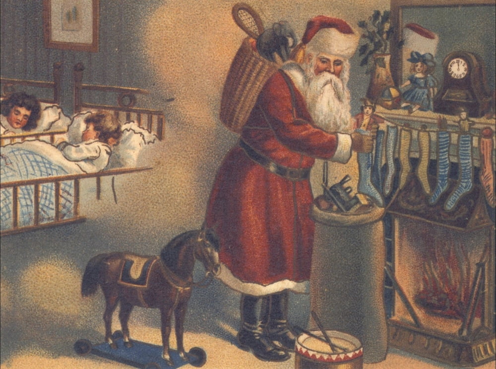 Posterazzi Santa hanging stockings c1880 Canvas Art - Unknown (24 x 36)