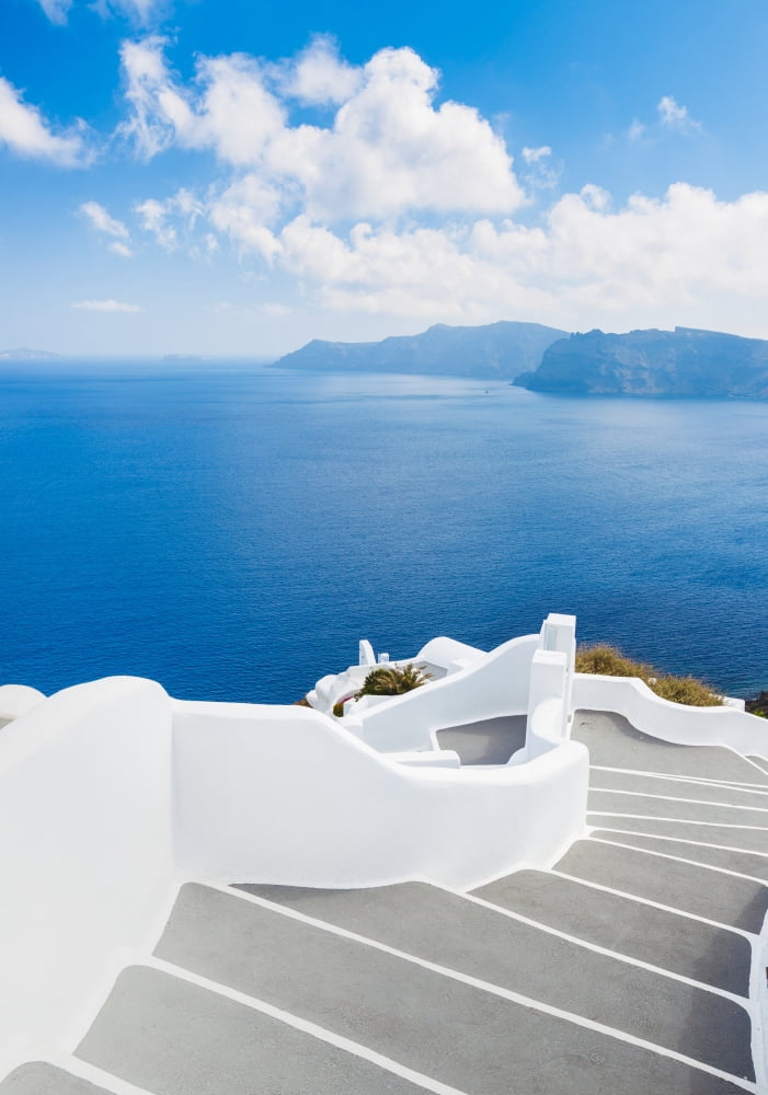 Posterazzi Santorini Island Greece Beautiful View of Blue Ocean and Traditional Dome Church Architecture Canvas Art - Design Pics Vibe Design Pics (22 x 32)