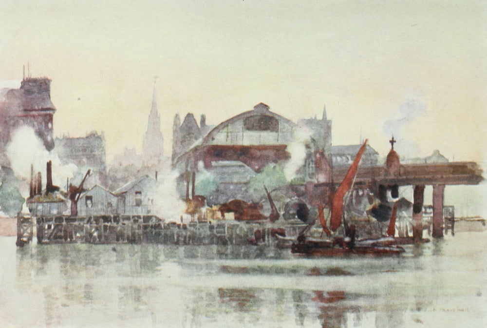 Posterazzi Scenery of London 1905 Charing Cross Station Canvas Art - Herbert Marshall (24 x 36)