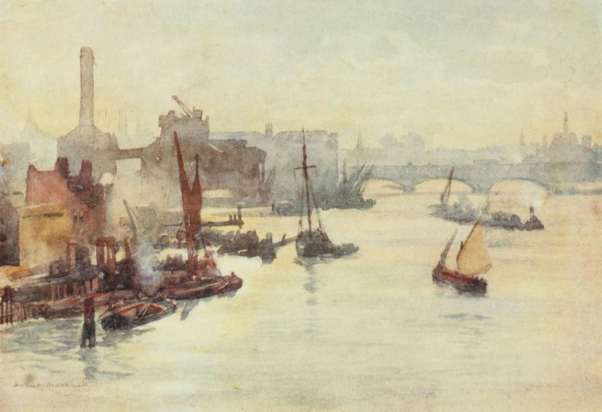 Posterazzi Scenery of London 1905 From Southwark Bridge Canvas Art - Herbert Marshall (24 x 36)