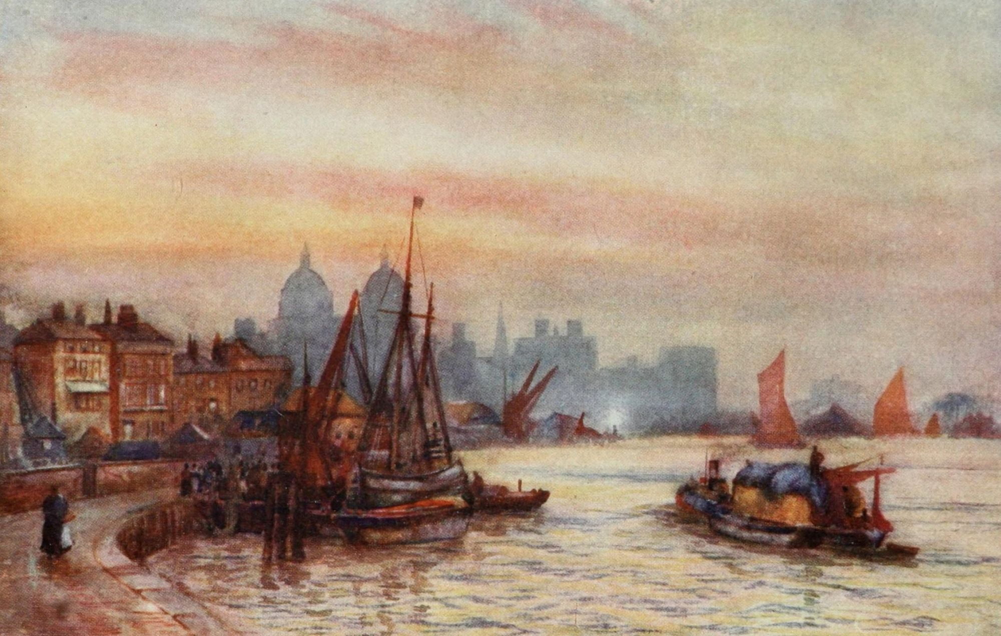 Posterazzi Scenery of London 1905 Greenwich Canvas Art - Herbert Marshall (24 x 36)