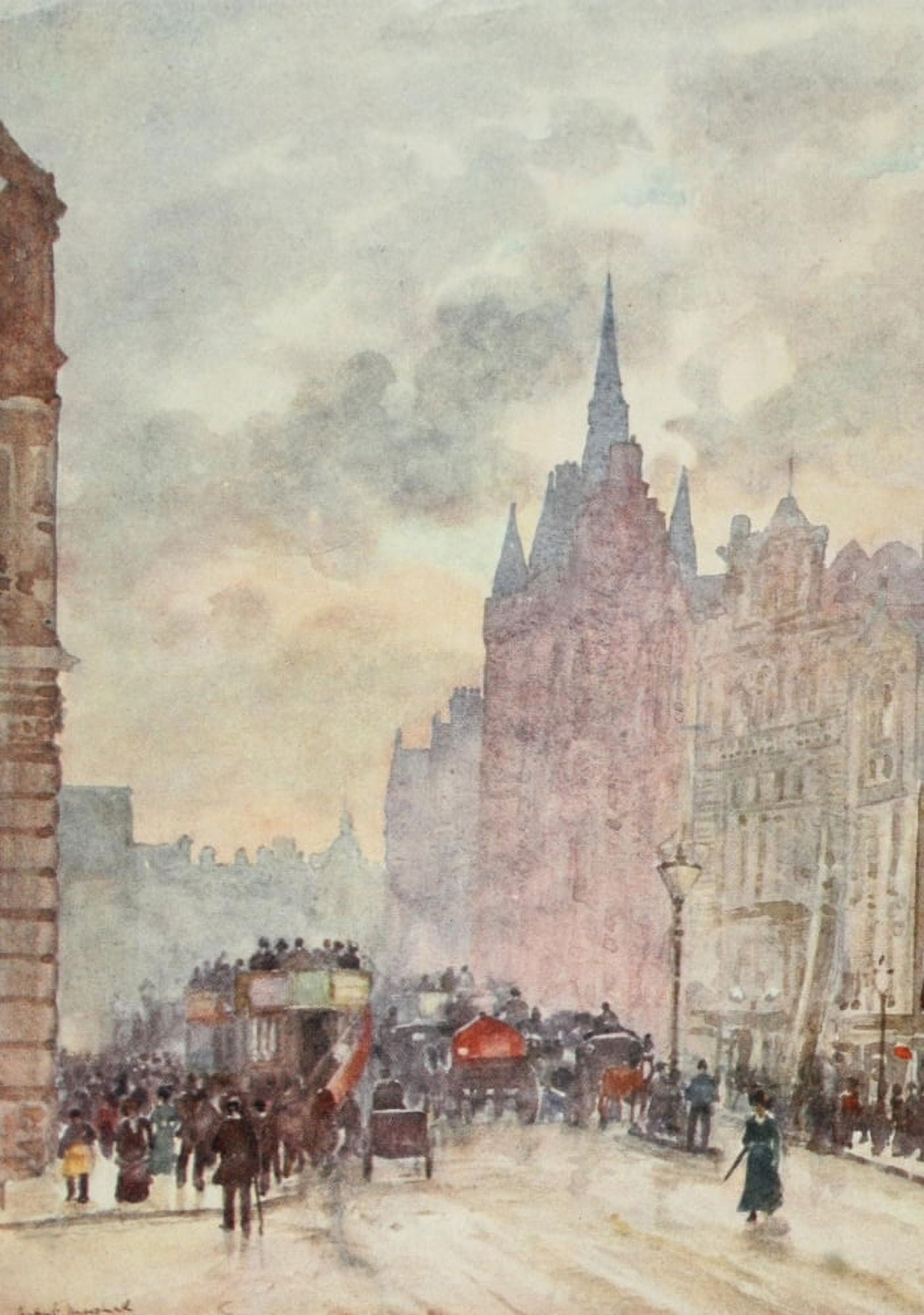 Posterazzi Scenery of London 1905 Holborn Hill Canvas Art - Herbert Marshall (24 x 36)