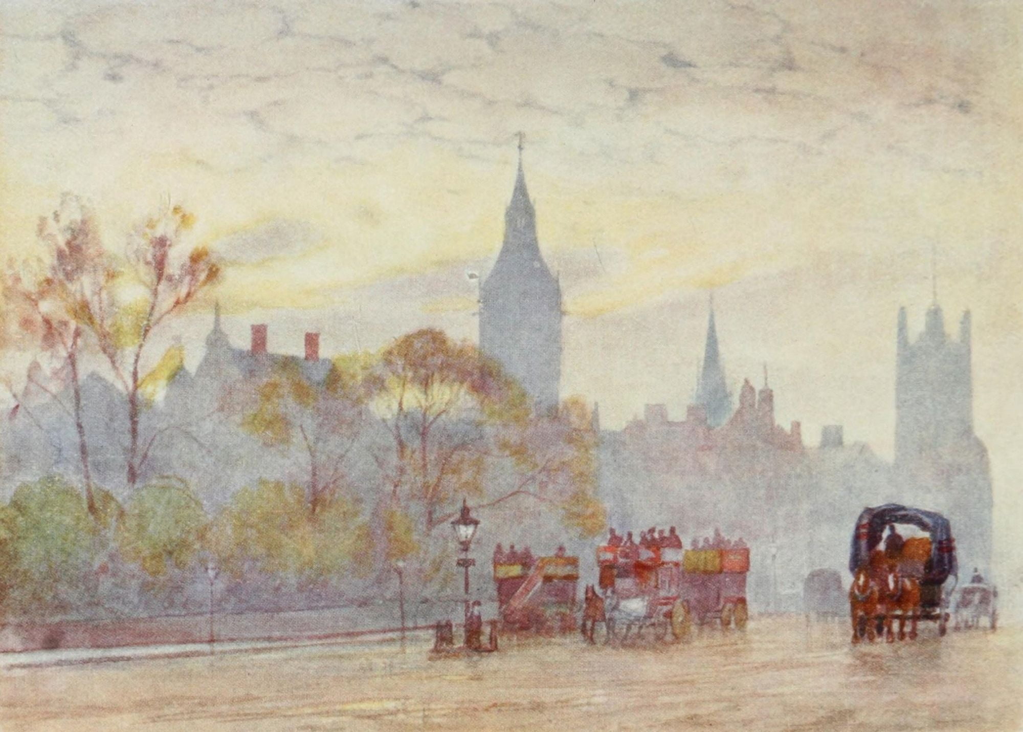 Posterazzi Scenery of London 1905 Morning in Whitehall Canvas Art - Herbert Marshall (24 x 36)
