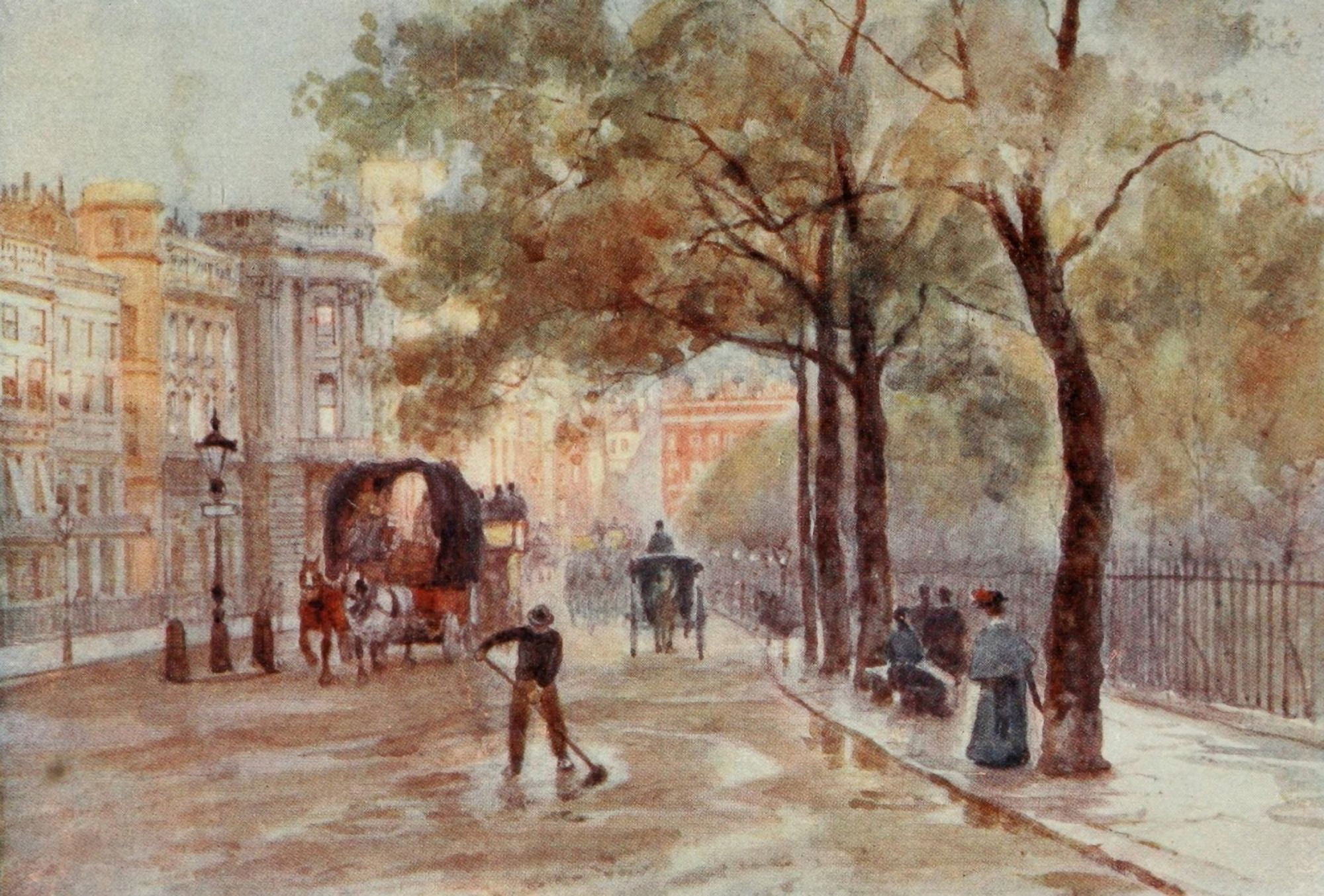 Posterazzi Scenery of London 1905 Piccadilly Canvas Art - Herbert Marshall (24 x 36)