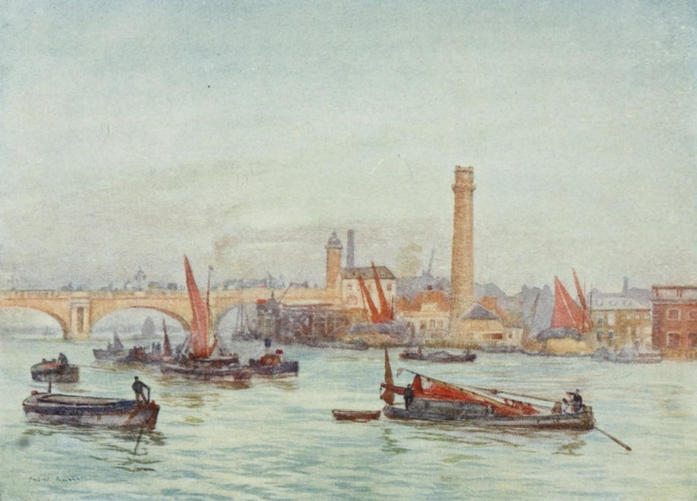 Posterazzi Scenery of London 1905 Shot Tower Canvas Art - Herbert Marshall (24 x 36)