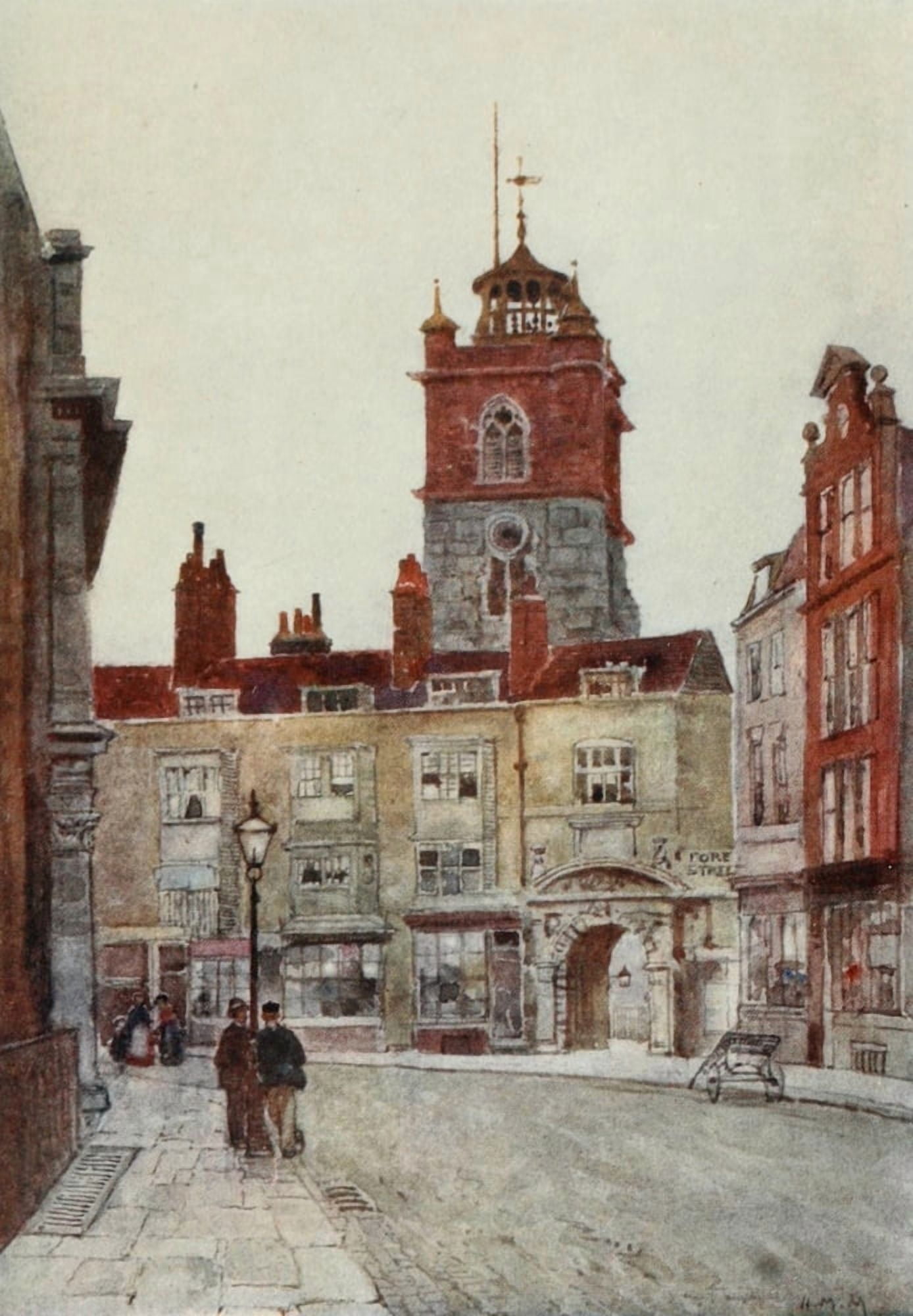 Posterazzi Scenery of London 1905 St Giles Cripplegate (Miltons birthplace) Canvas Art - Herbert Marshall (24 x 36)