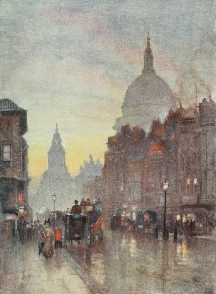 Posterazzi Scenery of London 1905 St Pauls Cathedral Canvas Art - Herbert Marshall (24 x 36)