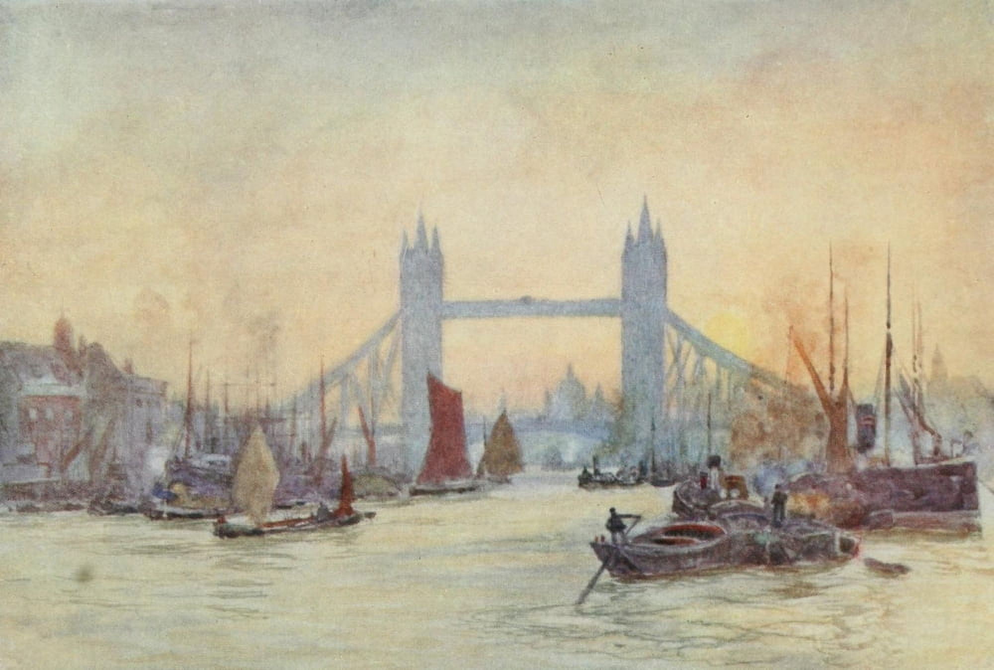 Posterazzi Scenery of London 1905 Tower Bridge Canvas Art - Herbert Marshall (24 x 36)
