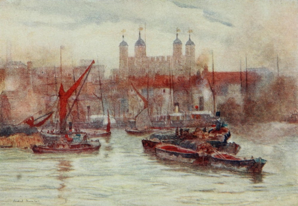 Posterazzi Scenery of London 1905 Tower of London Canvas Art - Herbert Marshall (24 x 36)