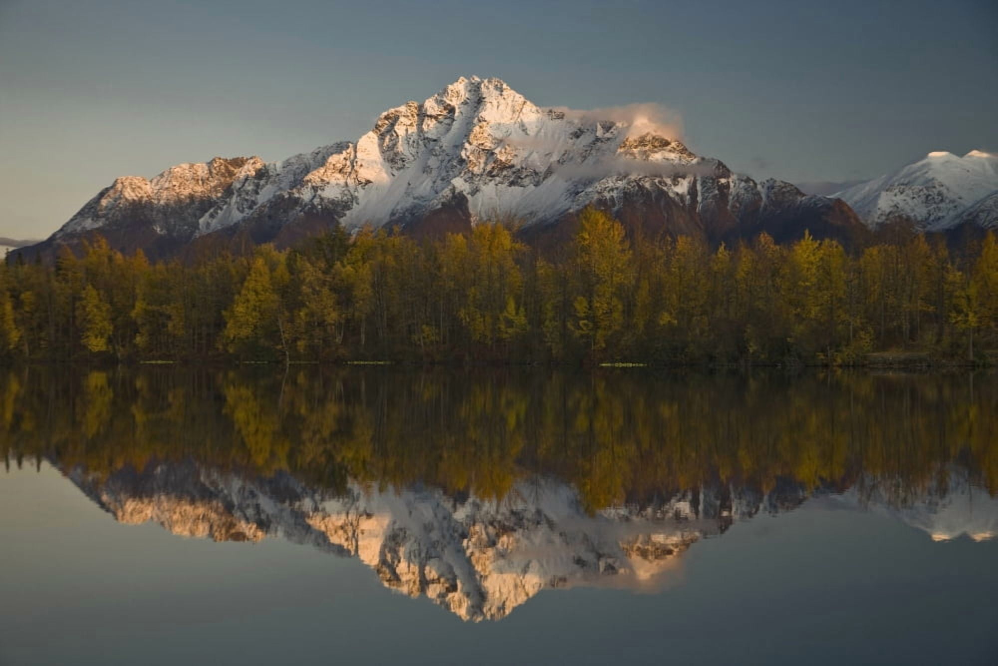 Posterazzi Scenic View Of Pioneer Peak Reflecting In Echo Lake At Sunset Southcentral Alaska Canvas Art - Hal Gage Design Pics (38 x 24)