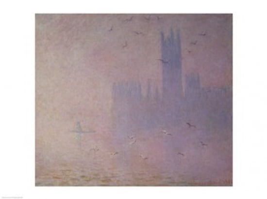 Posterazzi Seagulls over the Houses of Parliament 1904 Canvas Art - Claude Monet (36 x 24)