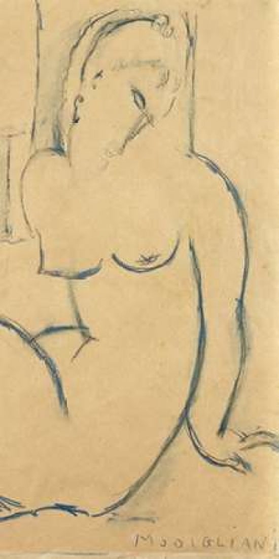 Posterazzi Seated Woman Canvas Art - Amedeo Modigliani (24 x 48)