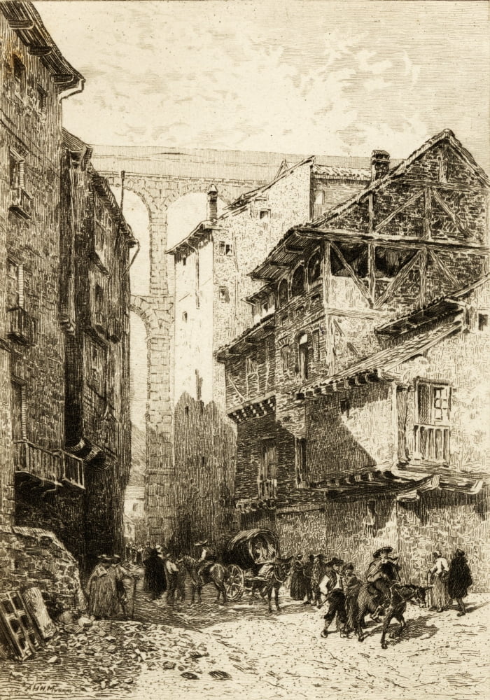Posterazzi Segovia Spain In The 18Th Century From A Painting By AHH Murray Engraved By H Manefse Canvas Art - Ken Welsh Design Pics (24 x 36)