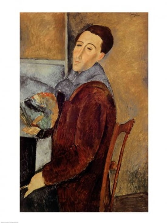 Posterazzi Self Portrait 1919 Canvas Art - Amedeo Modigliani (24 x 36)