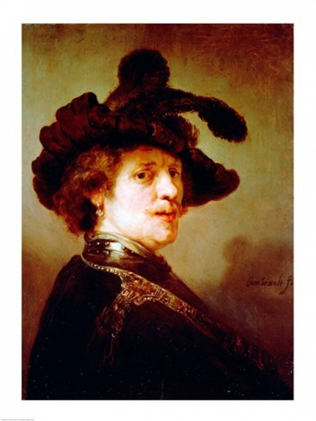 Posterazzi Self Portrait in Fancy Dress 1635 Canvas Art - Rembrandt van Rijn (24 x 36)