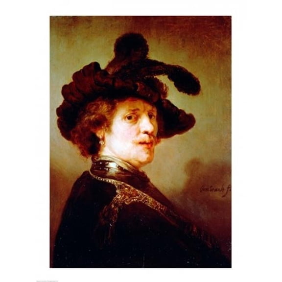 Posterazzi  Self Portrait in Fancy Dress 1635 Poster Print by Rembrandt Van Rijn - 24 x 36 in. - Large