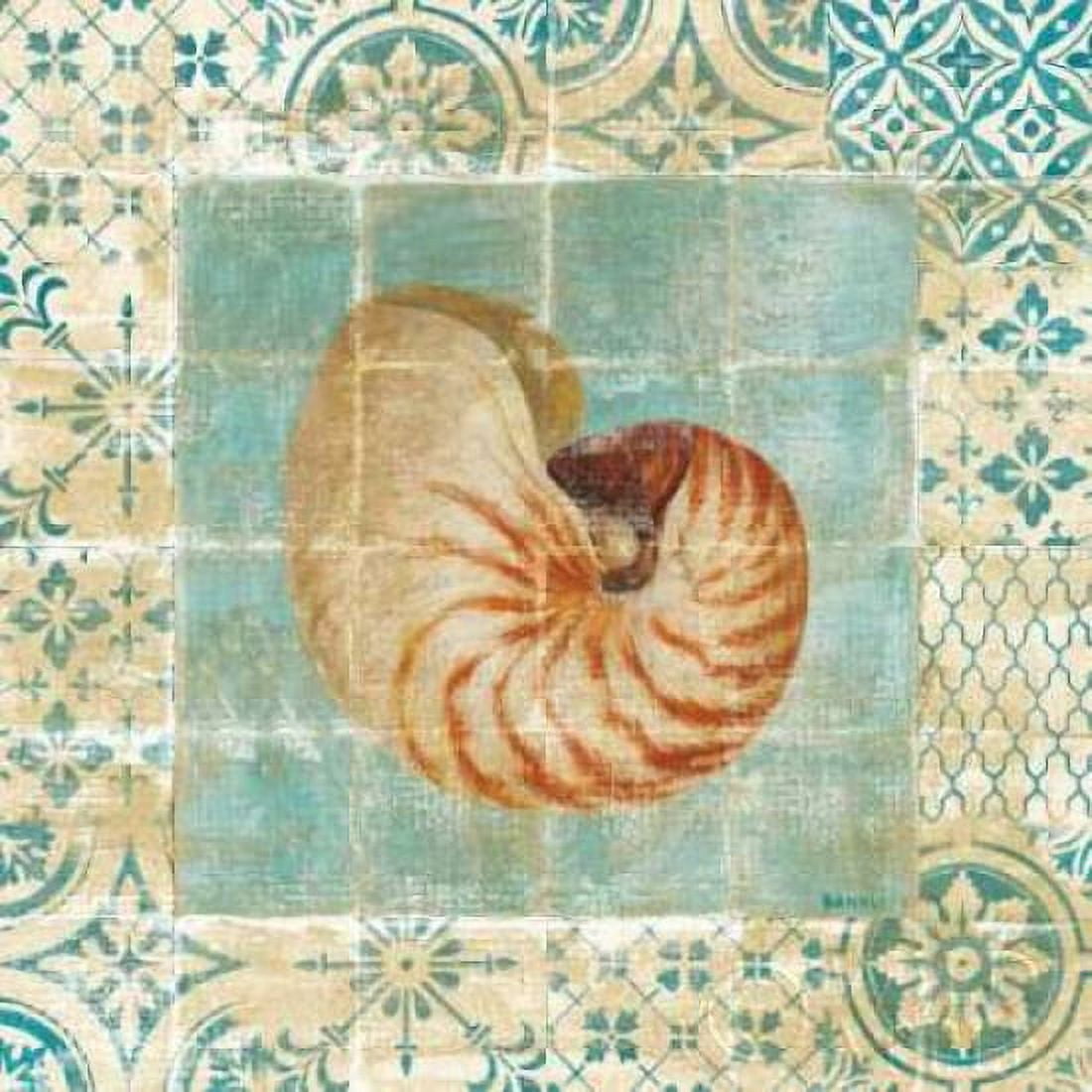 Posterazzi Shell Tiles III Blue Canvas Art - Danhui Nai (24 x 24)