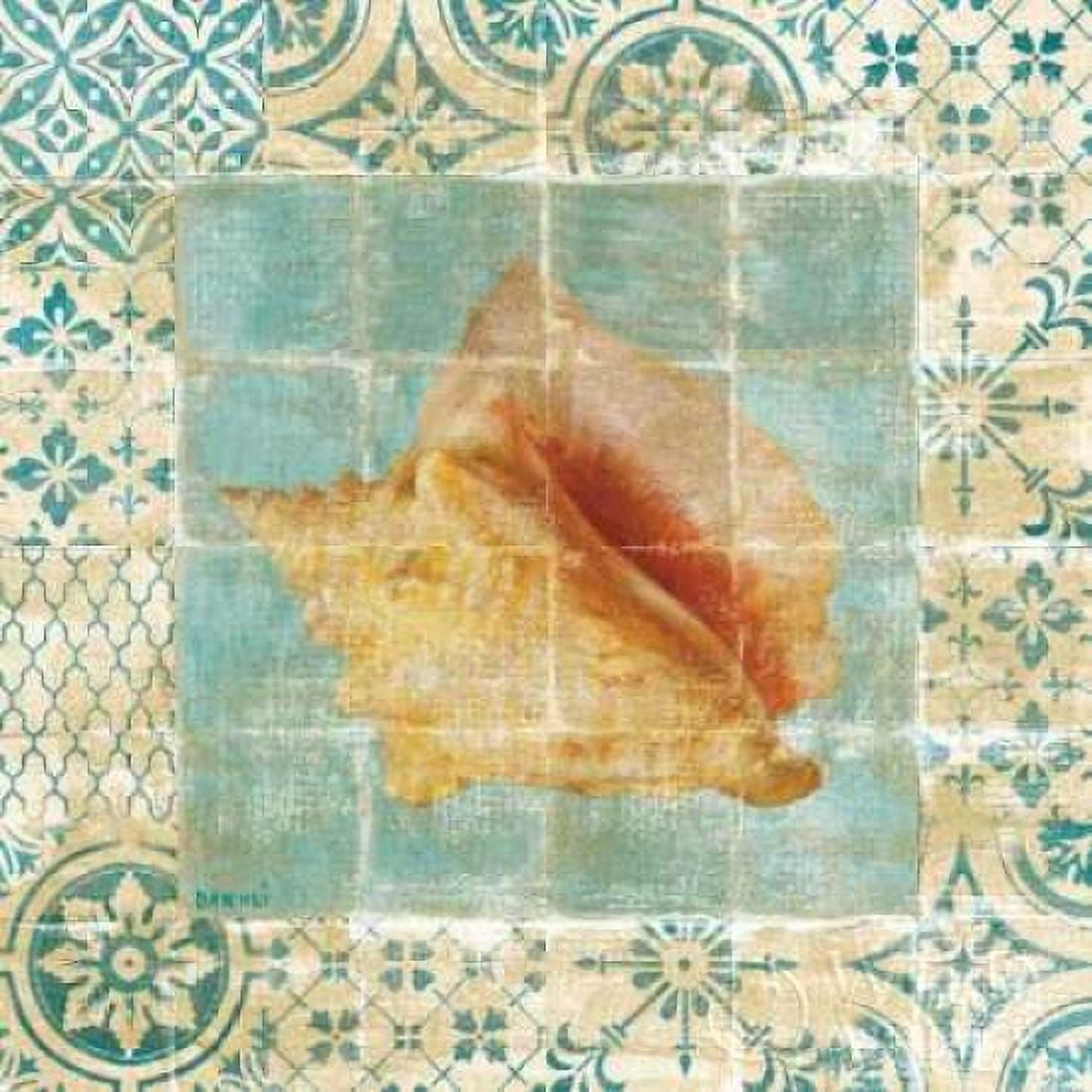 Posterazzi Shell Tiles IV Blue Canvas Art - Danhui Nai (24 x 24)