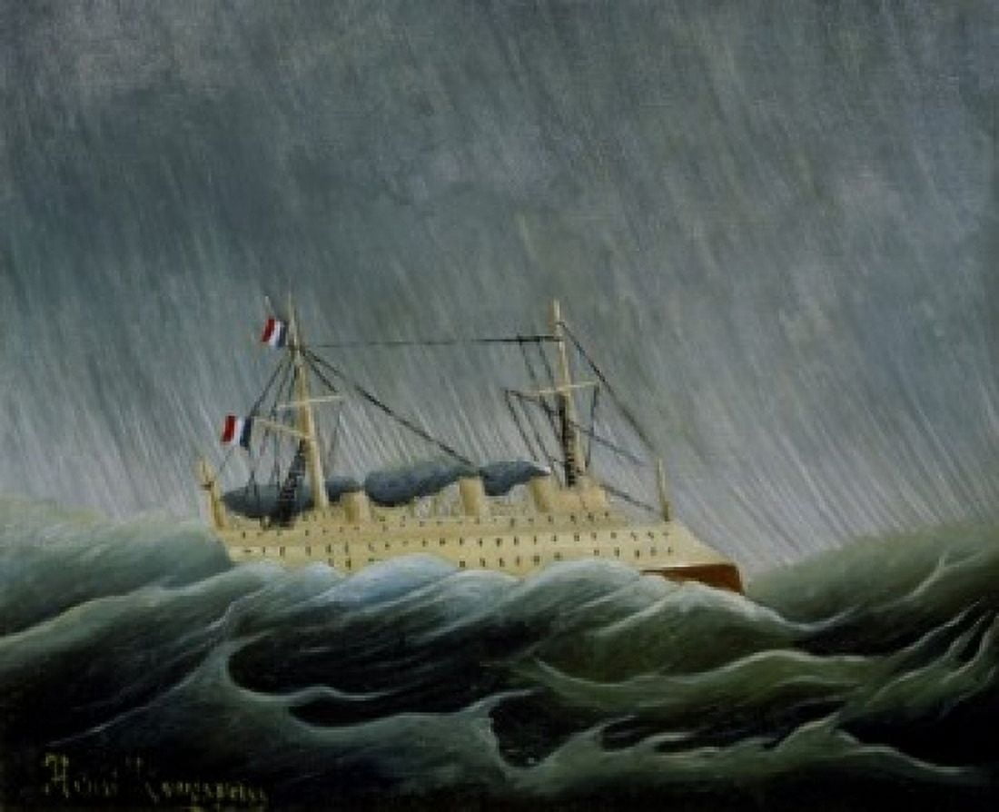 Posterazzi The Ship in the Storm (Le Navire dans la Tempte) Henri Rousseau (1844-1910French) Musee de lOrangerie Paris Canvas Art - Henri Rousseau (24 x 36)
