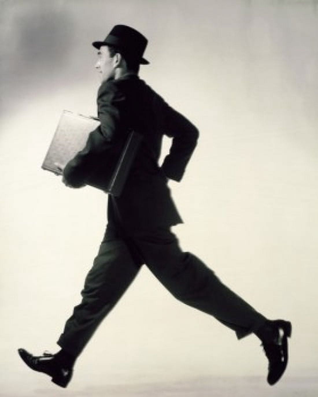 Posterazzi Side profile of a businessman running with a briefcase Canvas Art - (24 x 36)