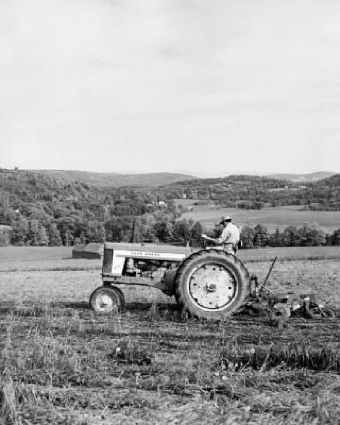 Posterazzi Side profile of a farmer plowing a field with a tractor Quechee Vermont USA Canvas Art -  (24 x 36)