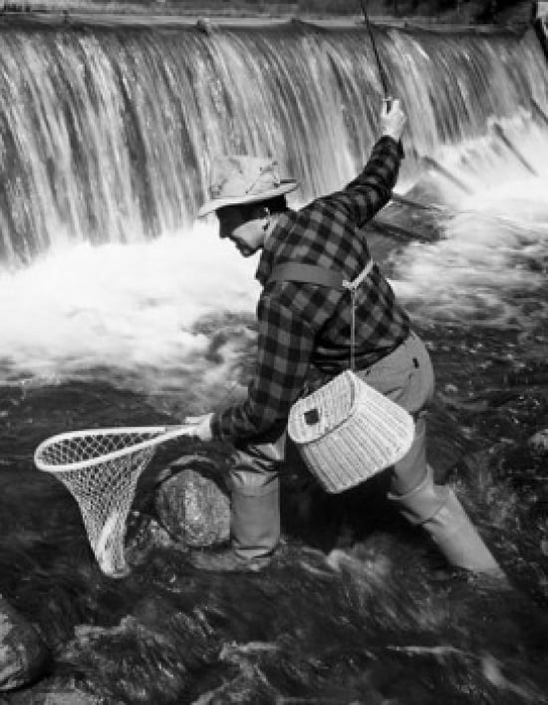 Posterazzi Side profile of a mid adult man fly-fishing in a lake Jackson Lake Grand Teton National Park Wyoming USA Canvas Art - (24 x 36)