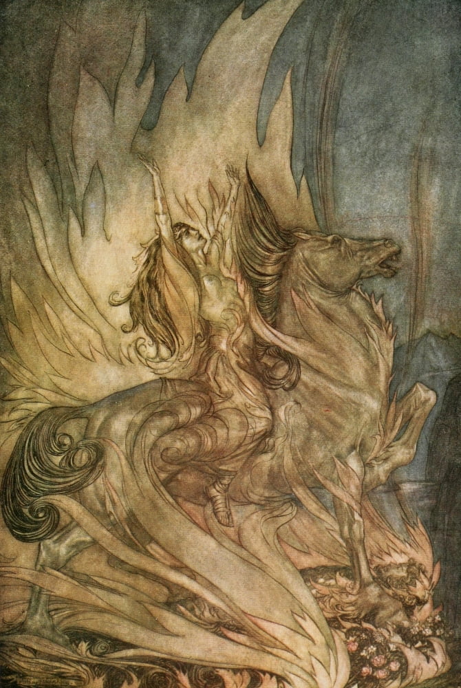 Posterazzi Siegfried 1924 Brnnhilde on Grane Canvas Art - A Rackham (24 x 36)