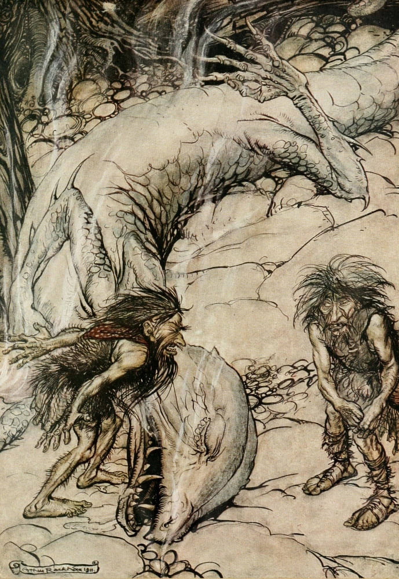 Posterazzi Siegfried 1924 Dwarfs quarrelling Canvas Art - A Rackham (24 x 36)