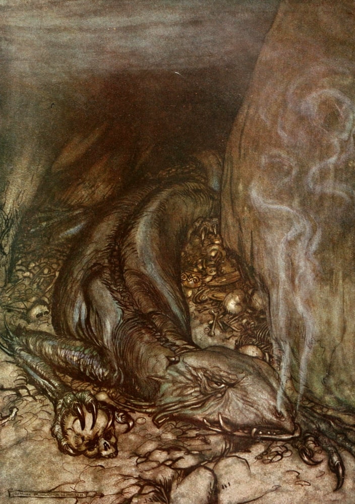 Posterazzi Siegfried 1924 In dragon form Canvas Art - A Rackham (24 x 36)