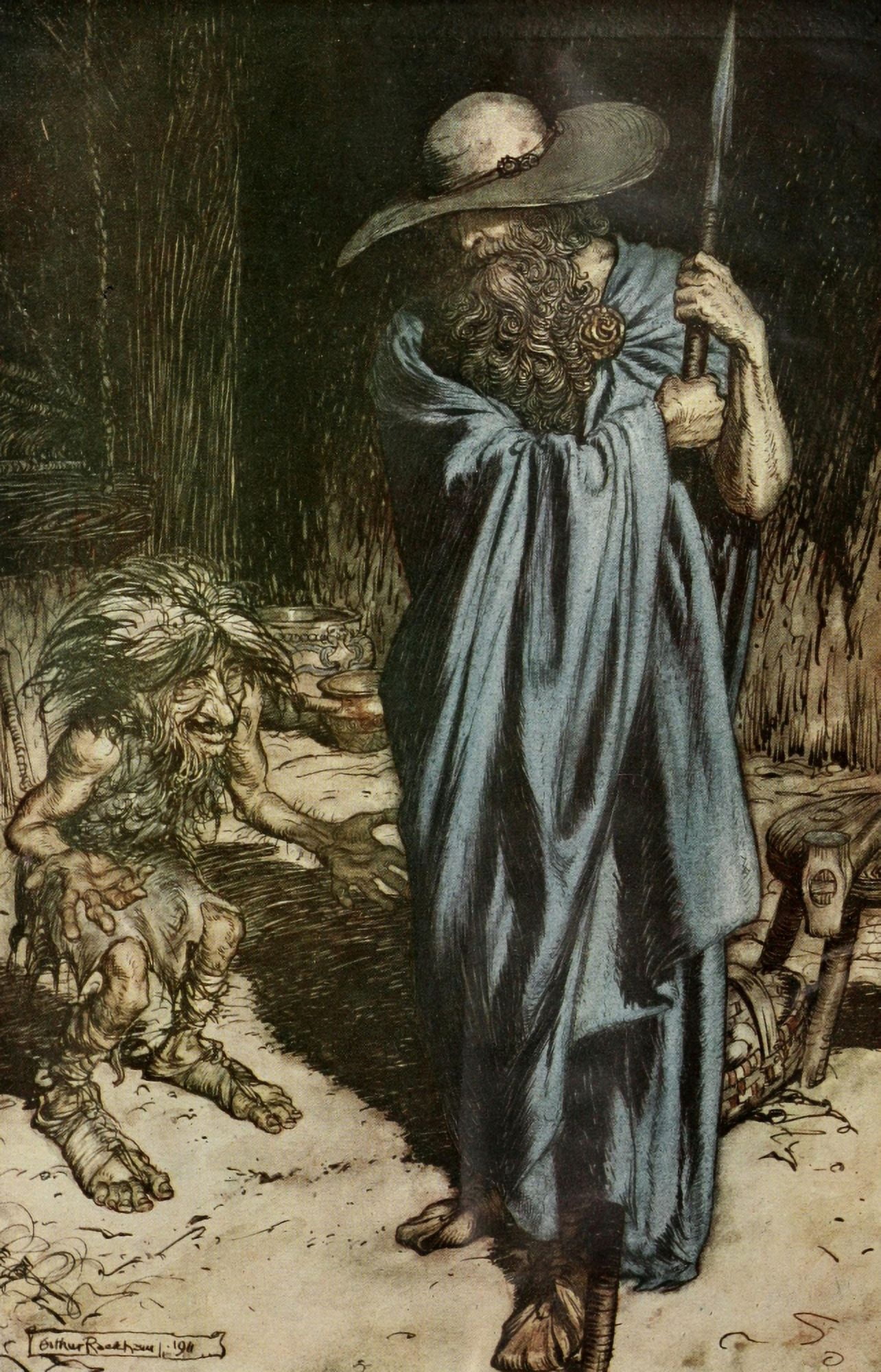 Posterazzi Siegfried 1924 Mime & the wanderer Canvas Art - A Rackham (24 x 36)