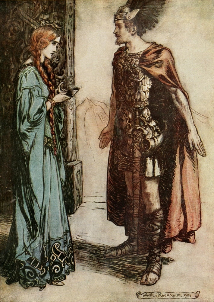 Posterazzi Siegfried 1924 Siegfried & Gutrune Canvas Art - A Rackham (24 x 36)