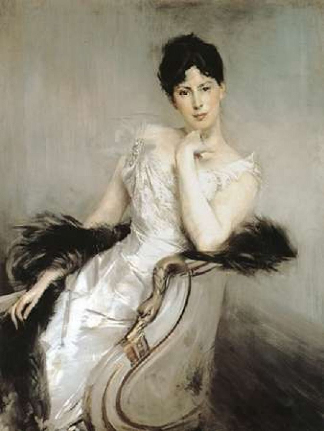 Posterazzi Signora in bianco Canvas Art - Giovanni Boldini (22 x 28)